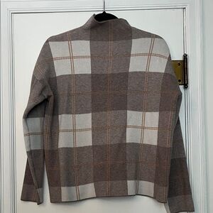 Rachel Zoe Brown and Gray Plaid Turtleneck Sweater